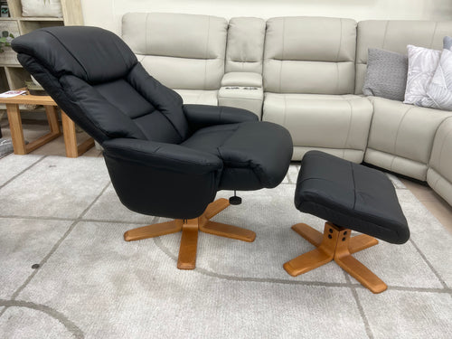 Picasso Relax Recliner Chair & Stool In Black
