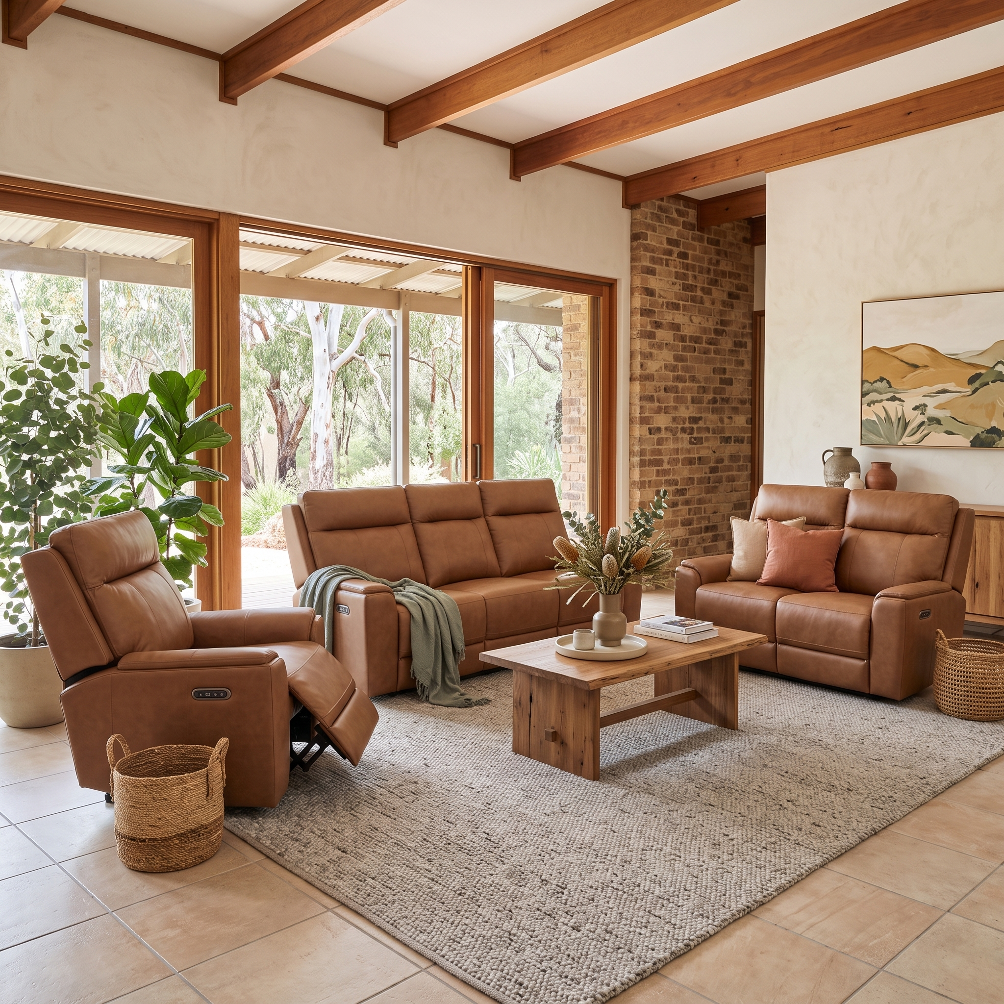 Nebraska 3+2+1 Triple Electric Motor Recliner Package