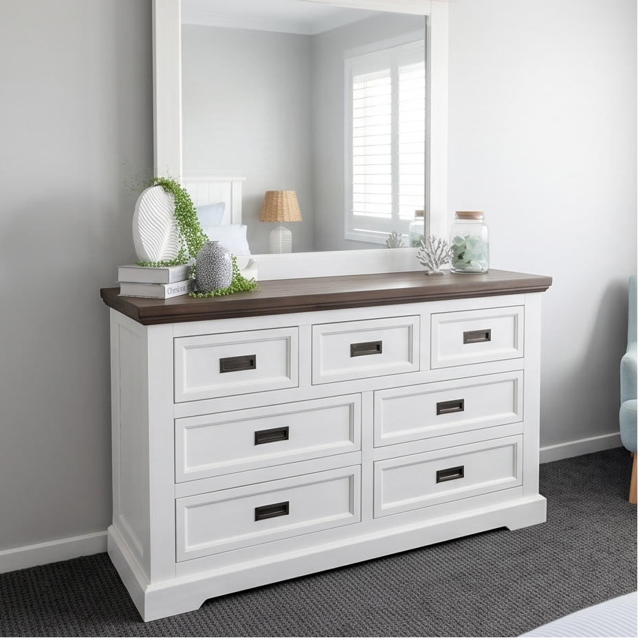 Hamptons Dressing Table With Mirror