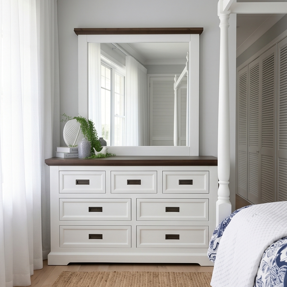 Hamptons Dressing Table With Mirror