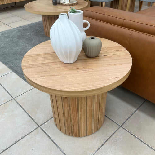 Morocco Round Lamp Table In Natural Australian Messmate