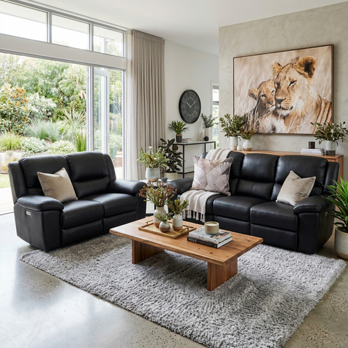 Michigan 3+2 Seater Package Black Leather