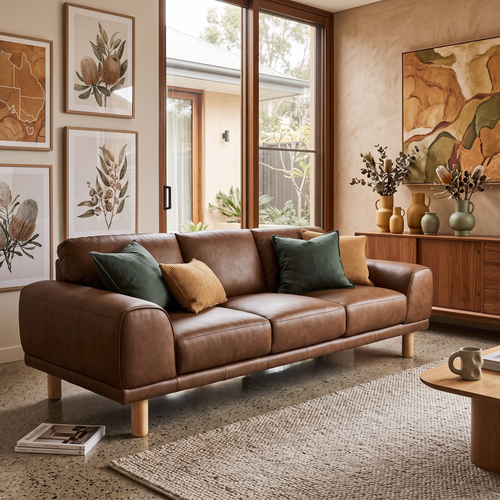 Dutton 3 Seater In Chocolate Leather