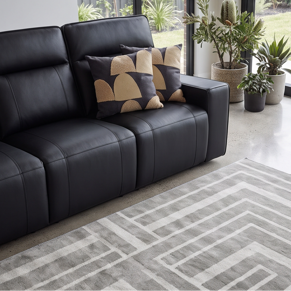 Rockville 3+1+1 Dual Motion Recliner Package in Black Leather