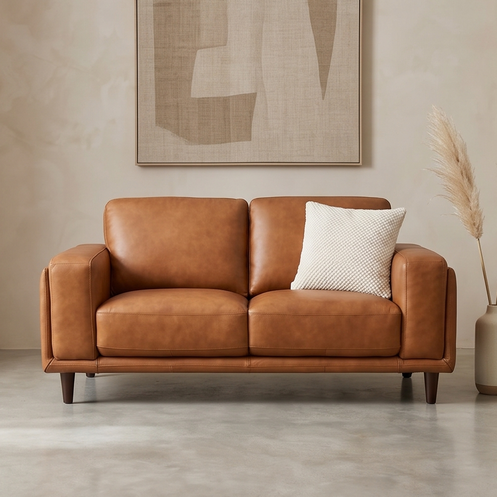 Daintree 2 seater sofa in tan leather