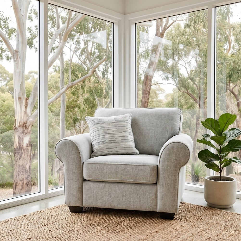 Remmy Oversized Arm Chair In Natural Grey