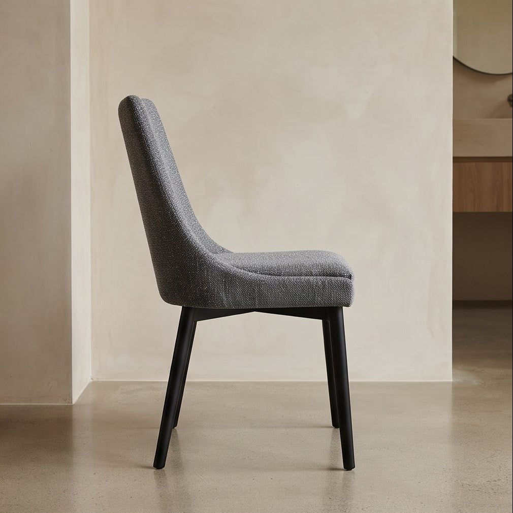 Milano Dining Chair In Dark Grey With Black Leg