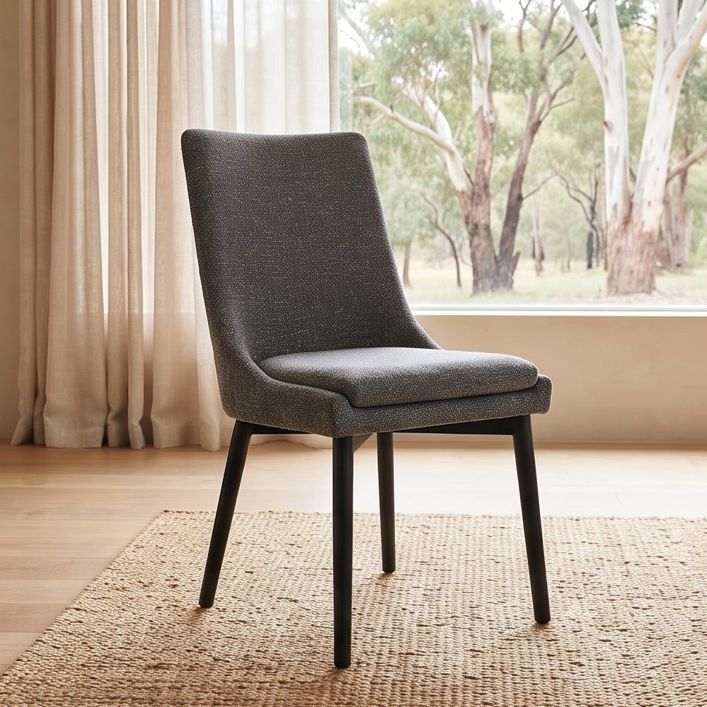 Milano Dining Chair In Dark Grey With Black Leg