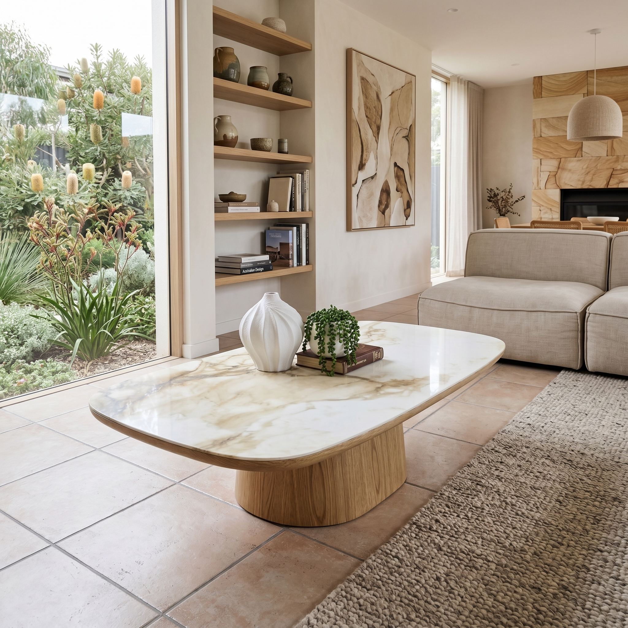 Olympus Oval Coffee Table With Ceramic Top