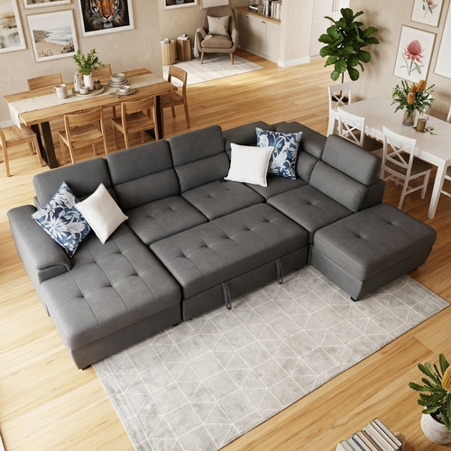 Bronte left chaise with sofabed in grey