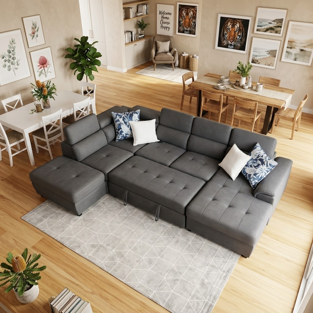 Bronte Right Chaise with sofabed in grey