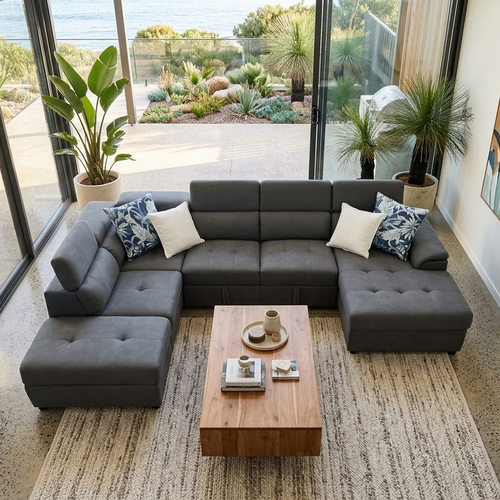 Bronte Right Chaise with sofabed in grey