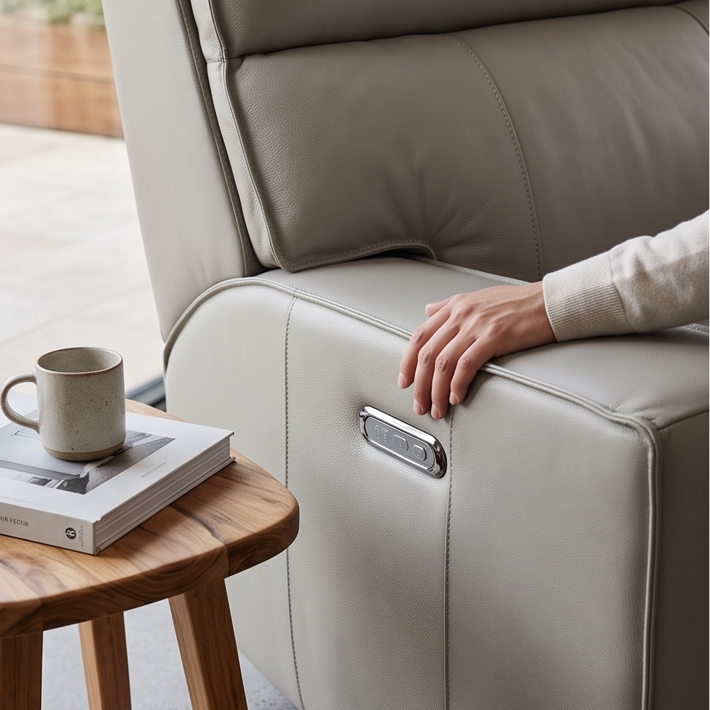 Rockville single recliner with dual electric recliners in grey leather