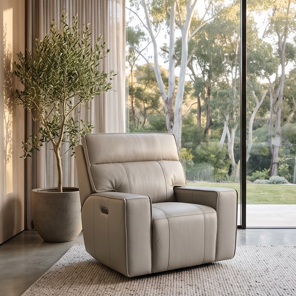 Rockville single recliner with dual electric recliners in grey leather