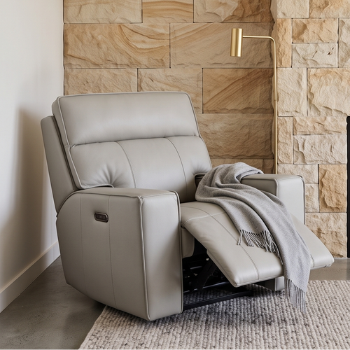 Rockville single recliner with dual electric recliners in grey leather