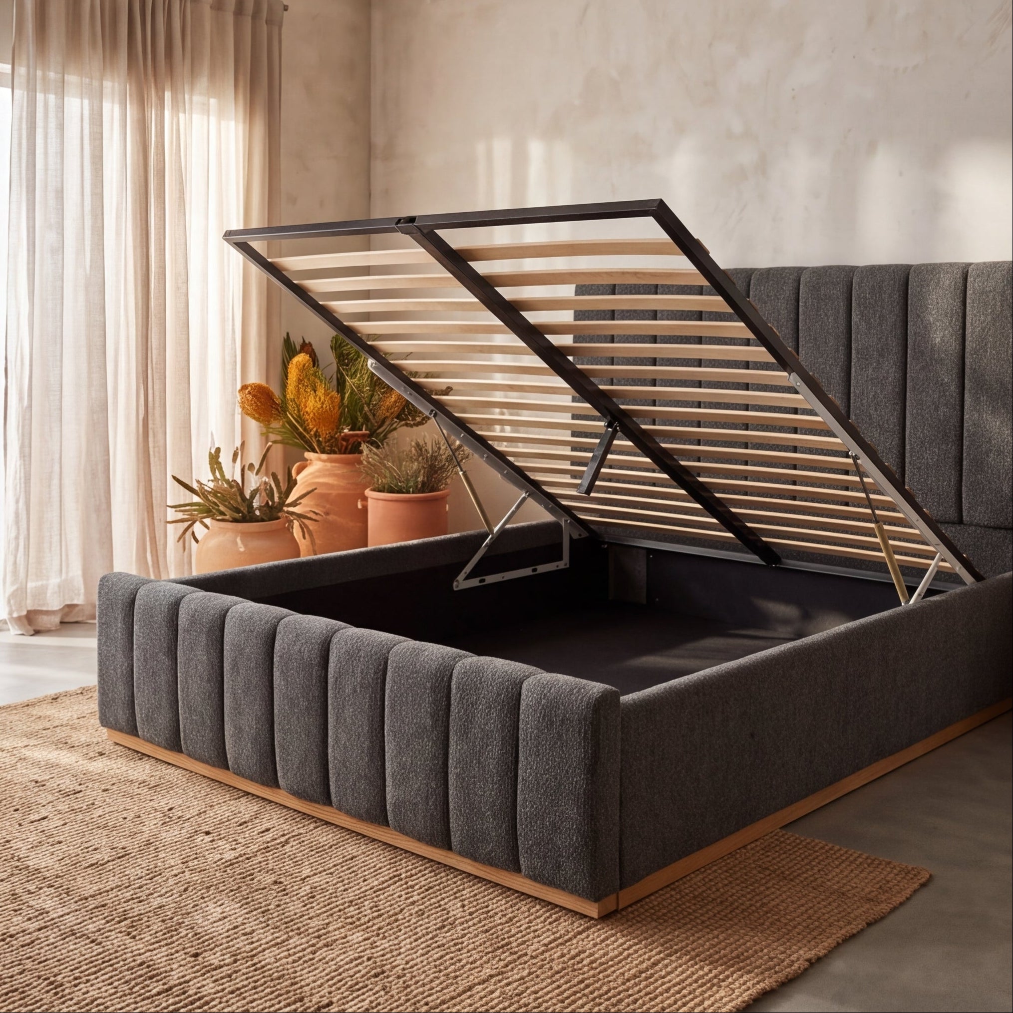 Taya King Size Gas Lift Bed In Natural