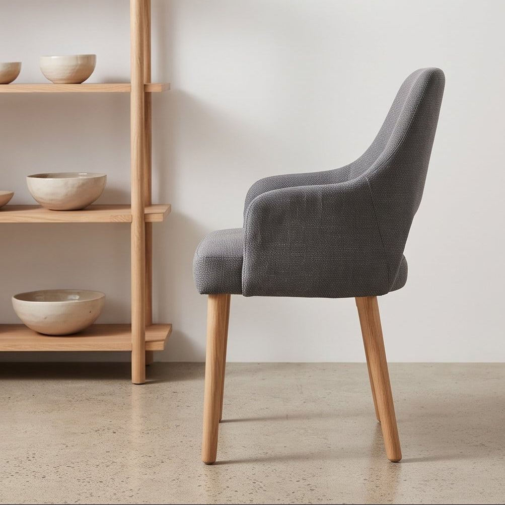 Clinton Dining Chair In Dark Grey With Oak Leg