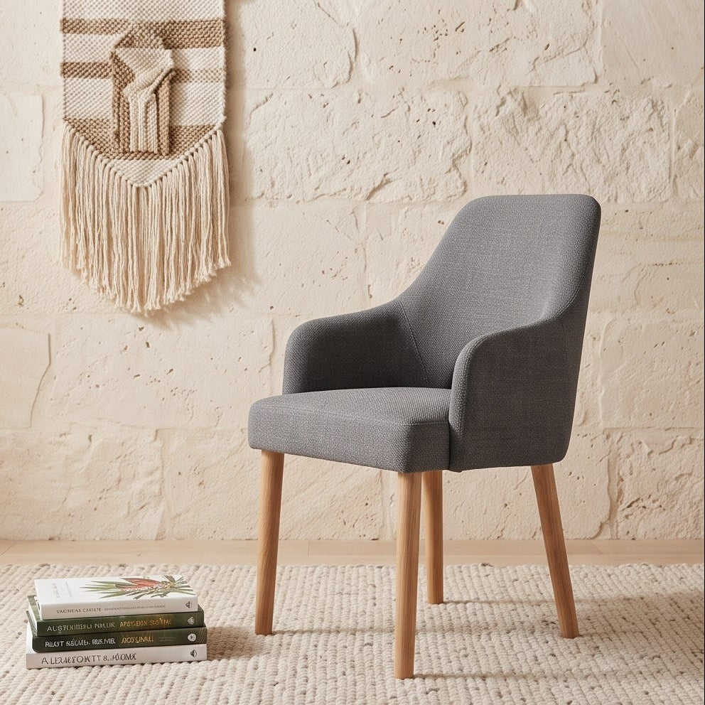 Clinton Dining Chair In Dark Grey With Oak Leg