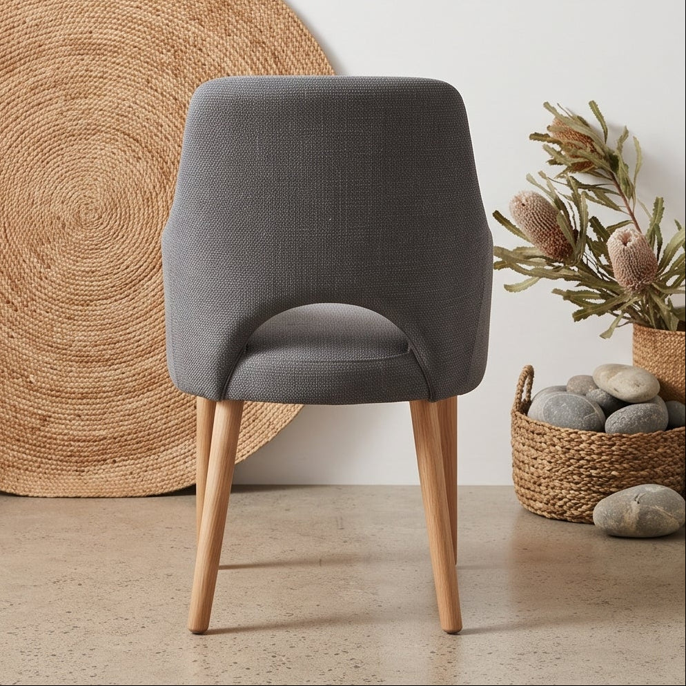 Clinton Dining Chair In Dark Grey With Oak Leg