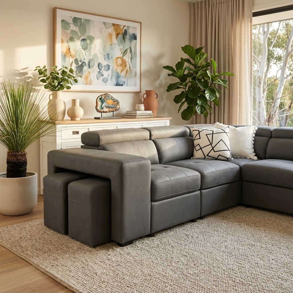 Hermes right chaise with sofabed in grey