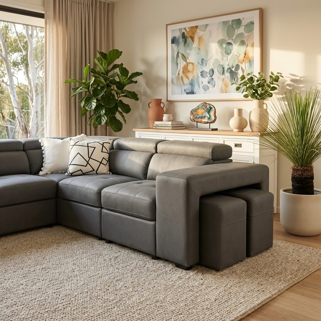 Hermes left chaise with sofabed in grey