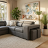 Hermes left chaise with sofabed in grey