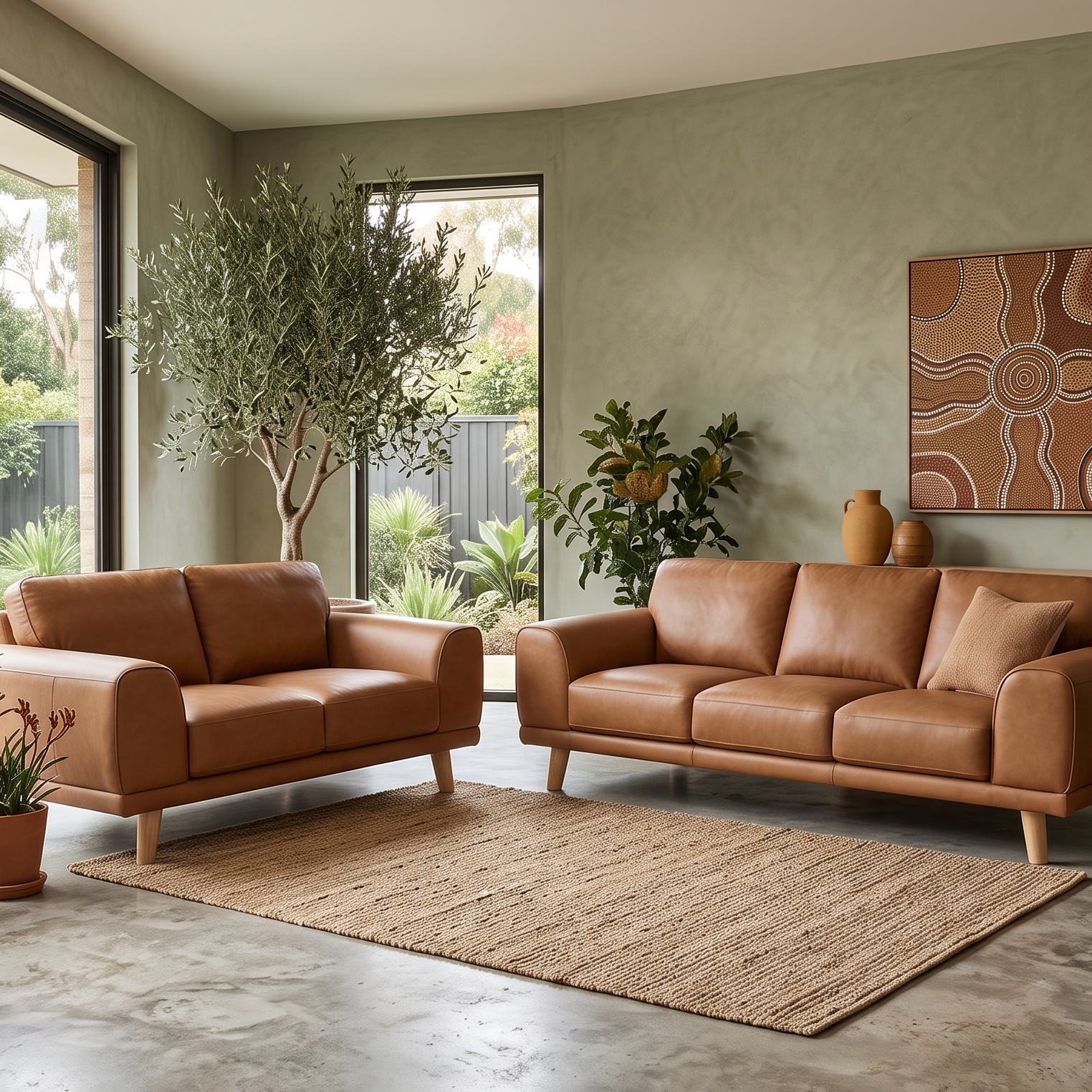 Dutton 3+2 Camel Colour Leather