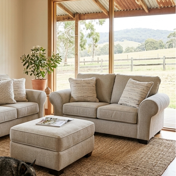 Remmy 2 Seater Sofa In Natural Grey