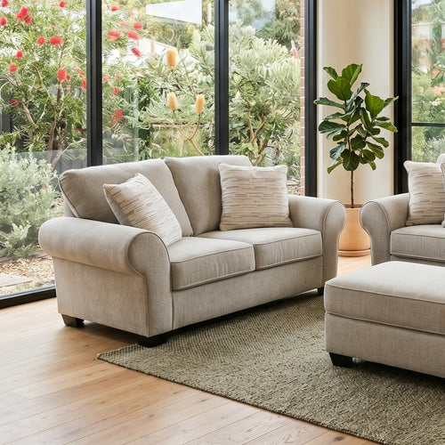 Remmy 2 Seater Sofa In Natural Grey
