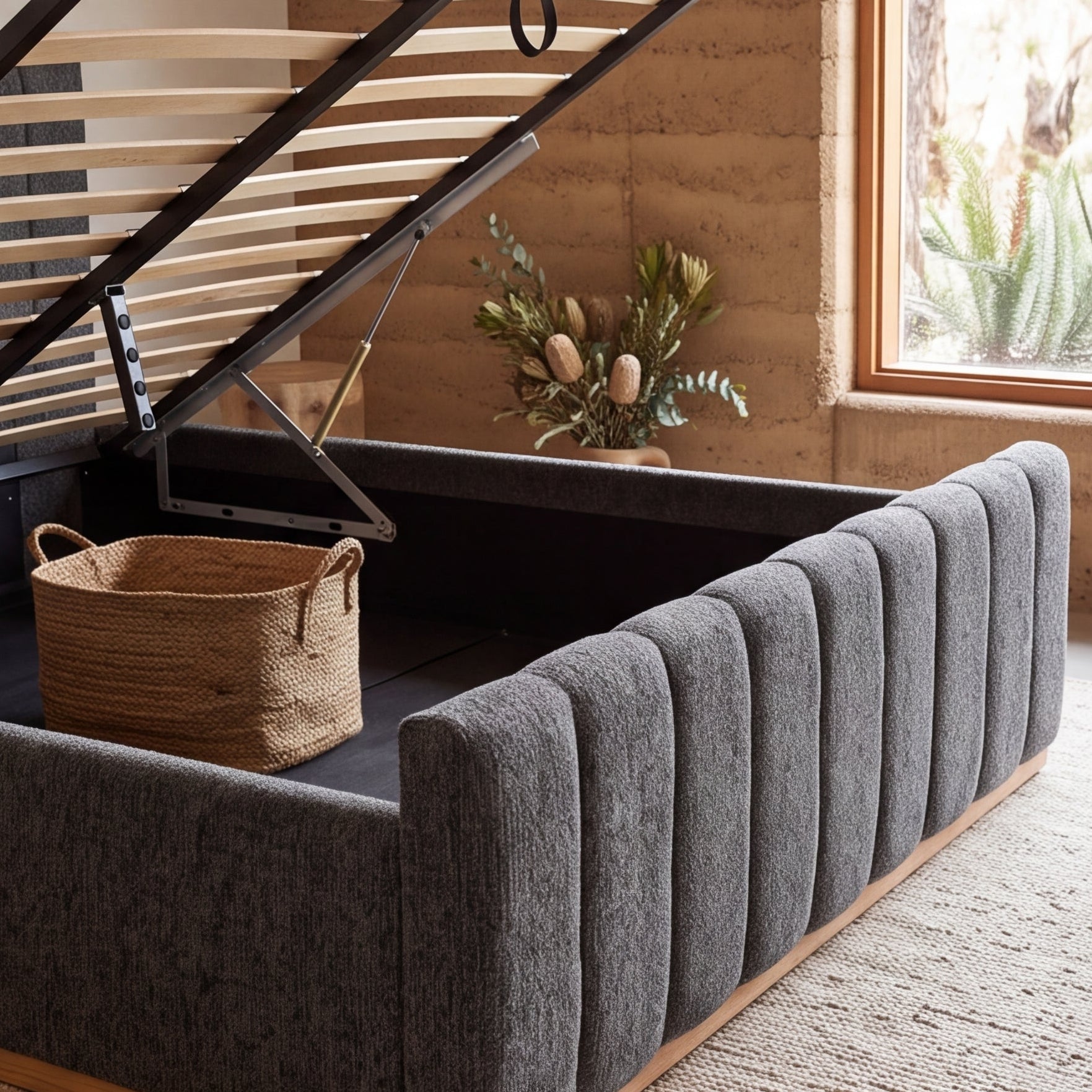 Taya King Size Gas Lift Bed In Natural
