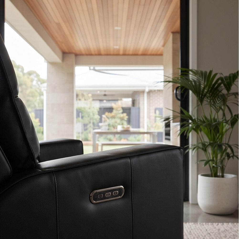 Rockville single recliner with dual electric recliners in black leather