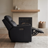Rockville single recliner with dual electric recliners in black leather