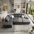Bronte Right Chaise with sofabed in grey