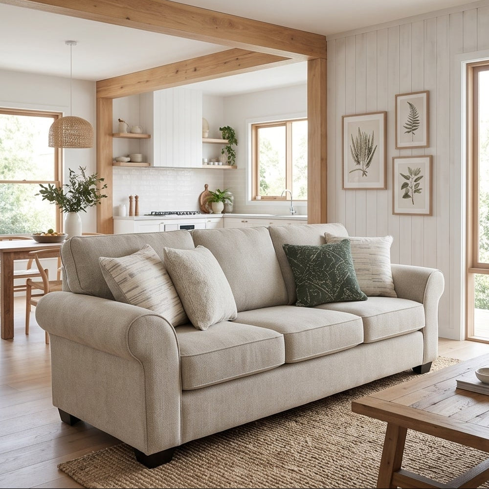 Remmy 3 Seater Sofa In Natural Grey