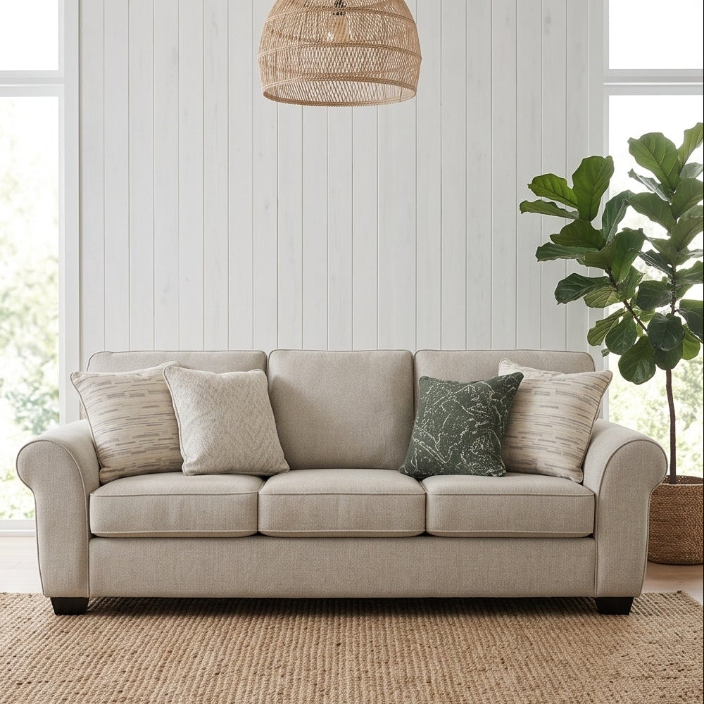 Remmy 3 Seater Sofa In Natural Grey