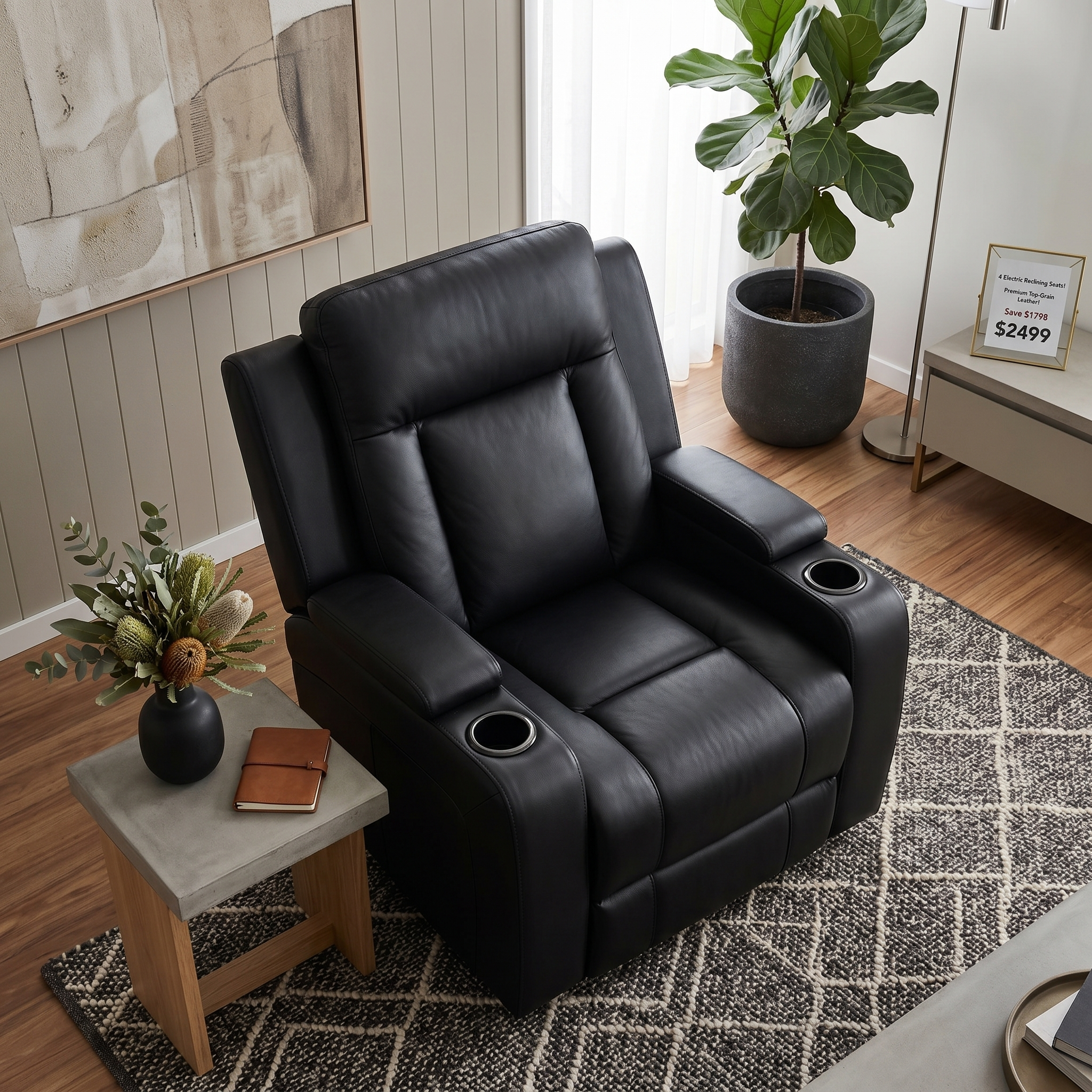 Nexus Recliner in black Leather