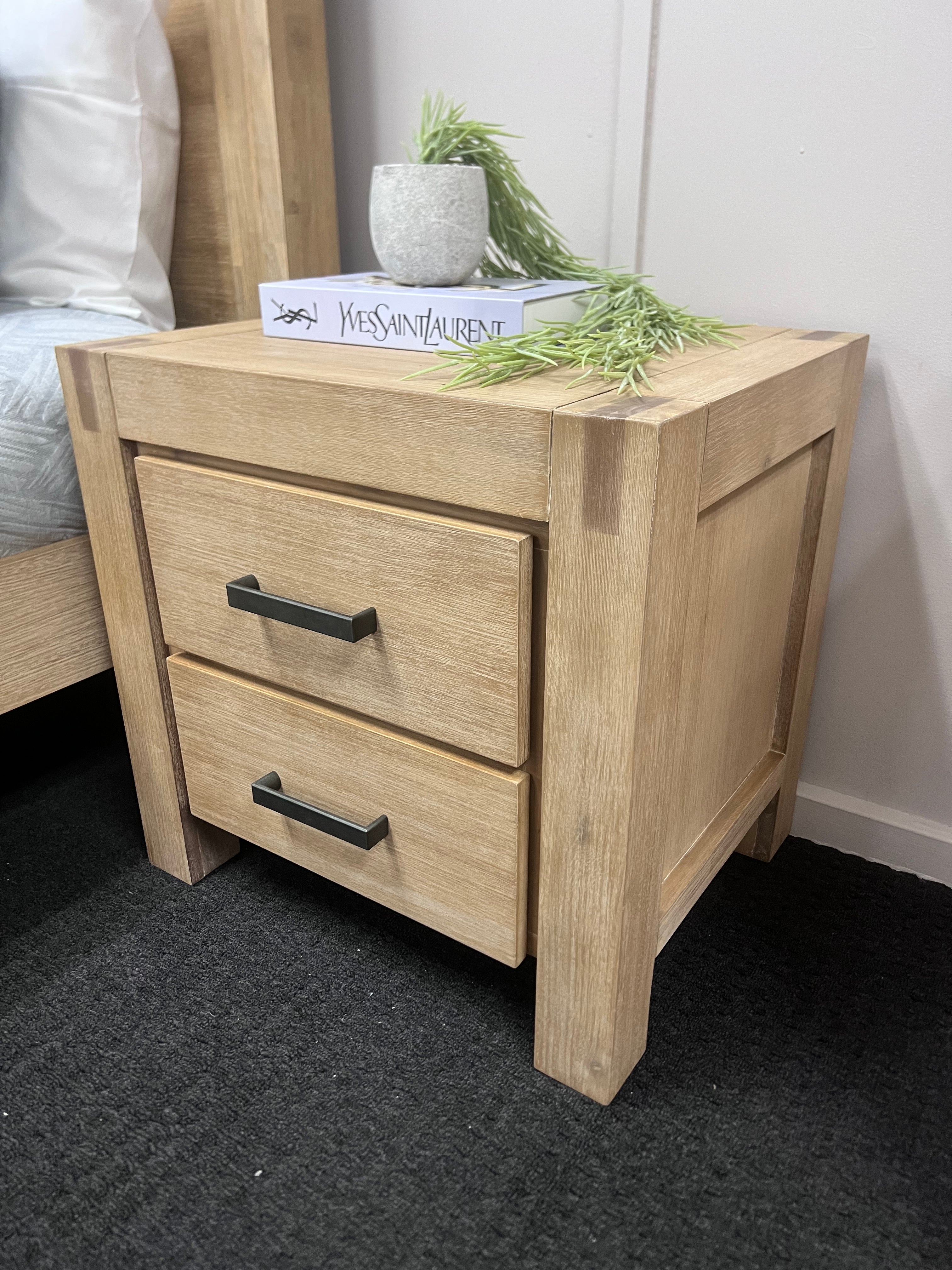Crystalbrook bed side chest in acacia timber