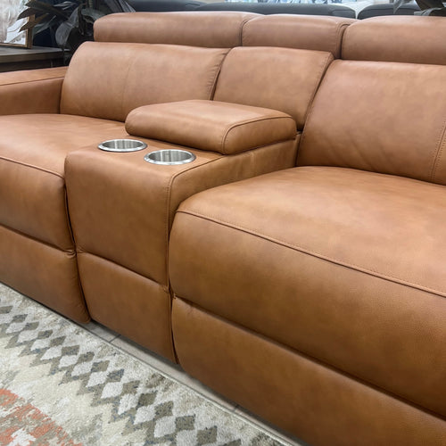 Monaco console in chestnut tan leather