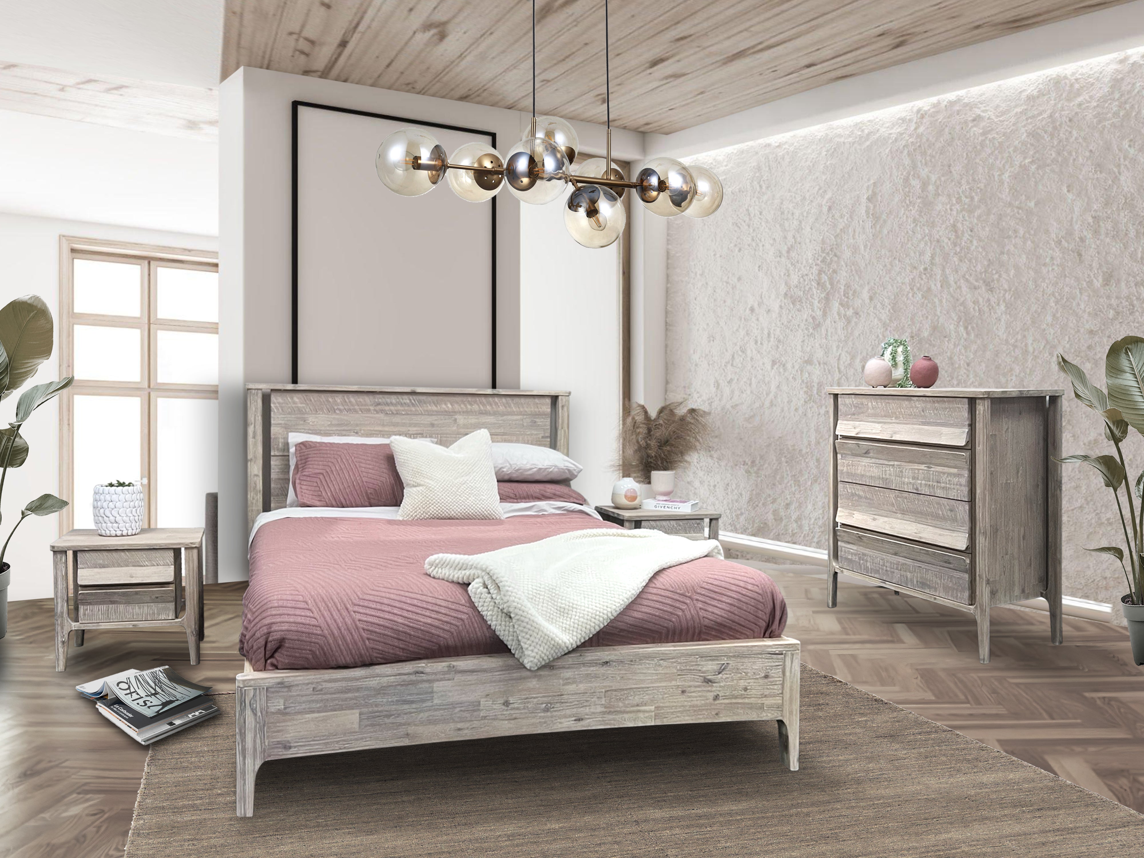 Callie King size bed acacia timber