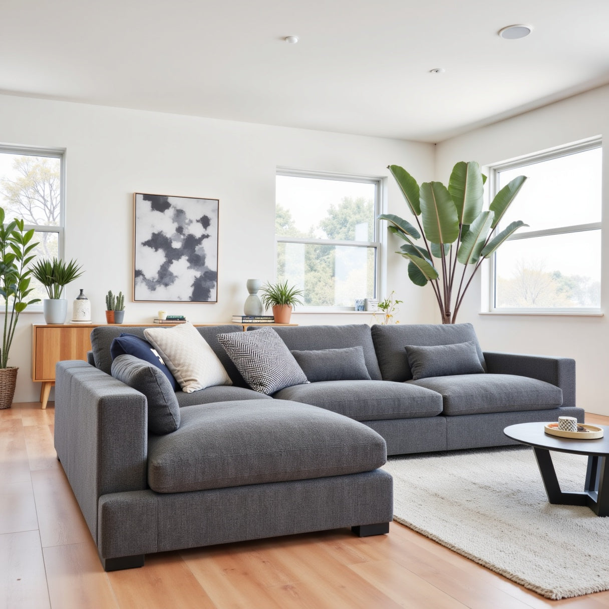 Montego Cloud Soft Corner Left Chaise In Charcoal