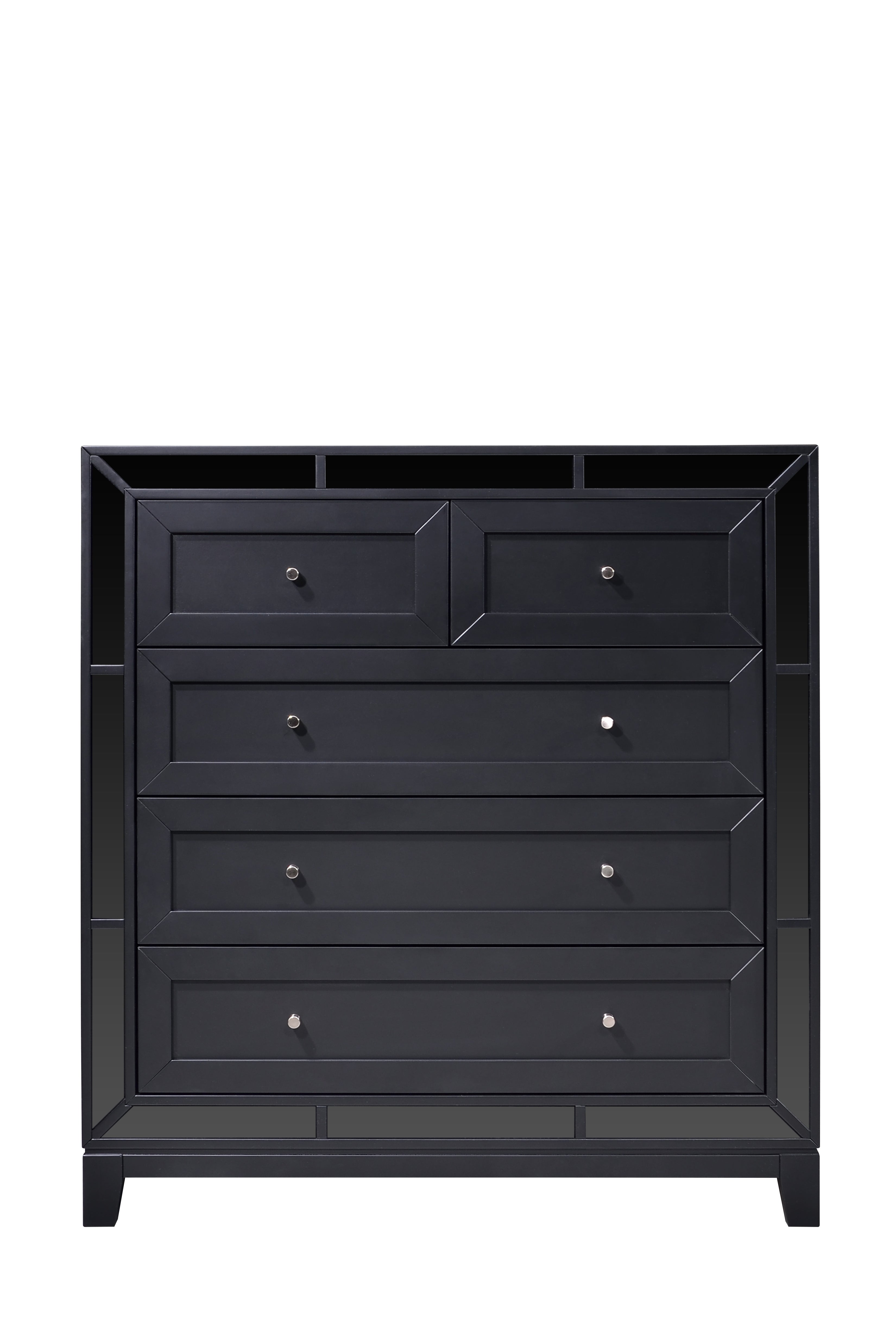 tallboy dresser black Dalton Mirror Chest including natural wood characteristics Emerald Sundae Black Evening Web Collection: Black Outfit Color:Black Flower