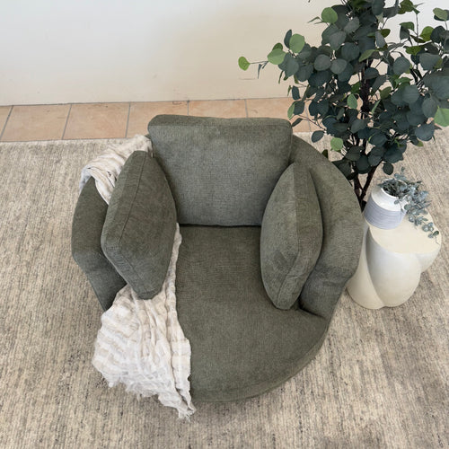 Cloud Soft Cuddle Chair In Pesto Green Upholstery
