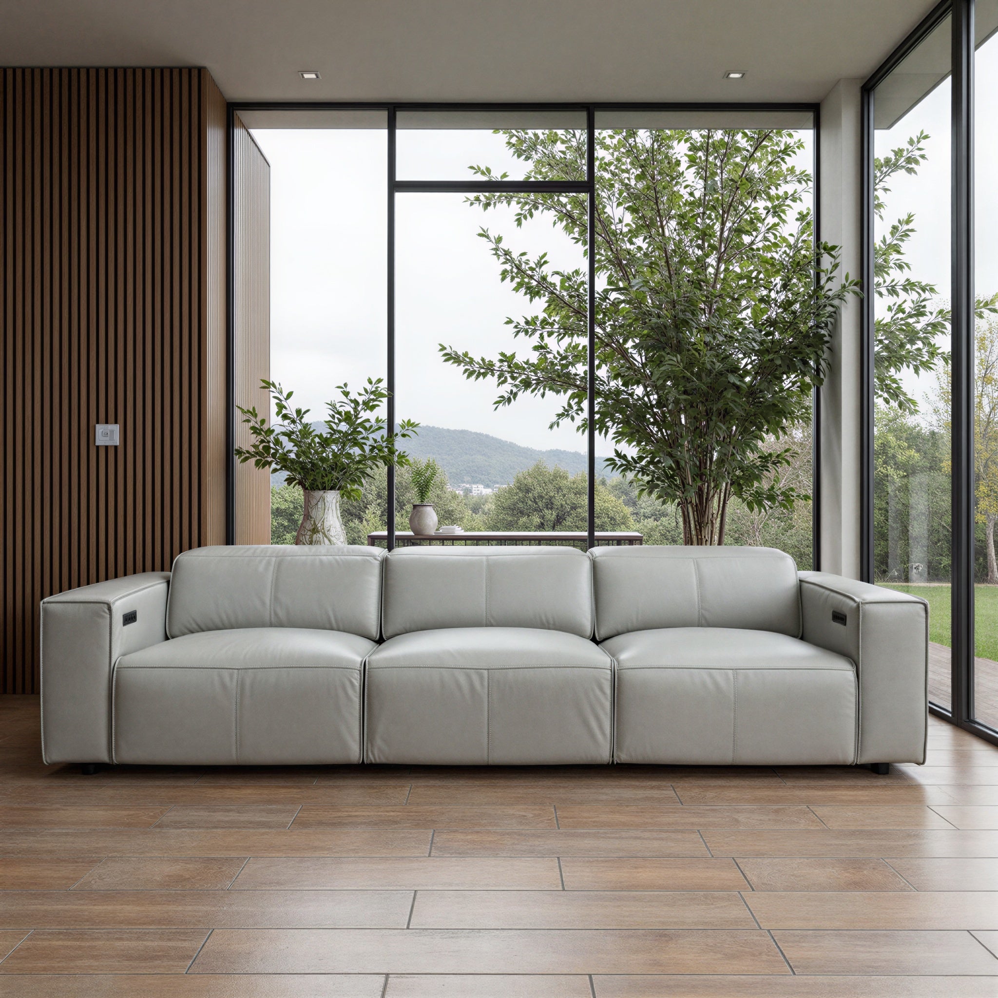 Xander 4 Seater With Electrics In 100% Premium Grey Leather