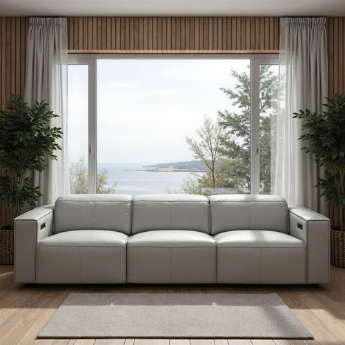 Xander 4 Seater With Electrics In 100% Premium Grey Leather