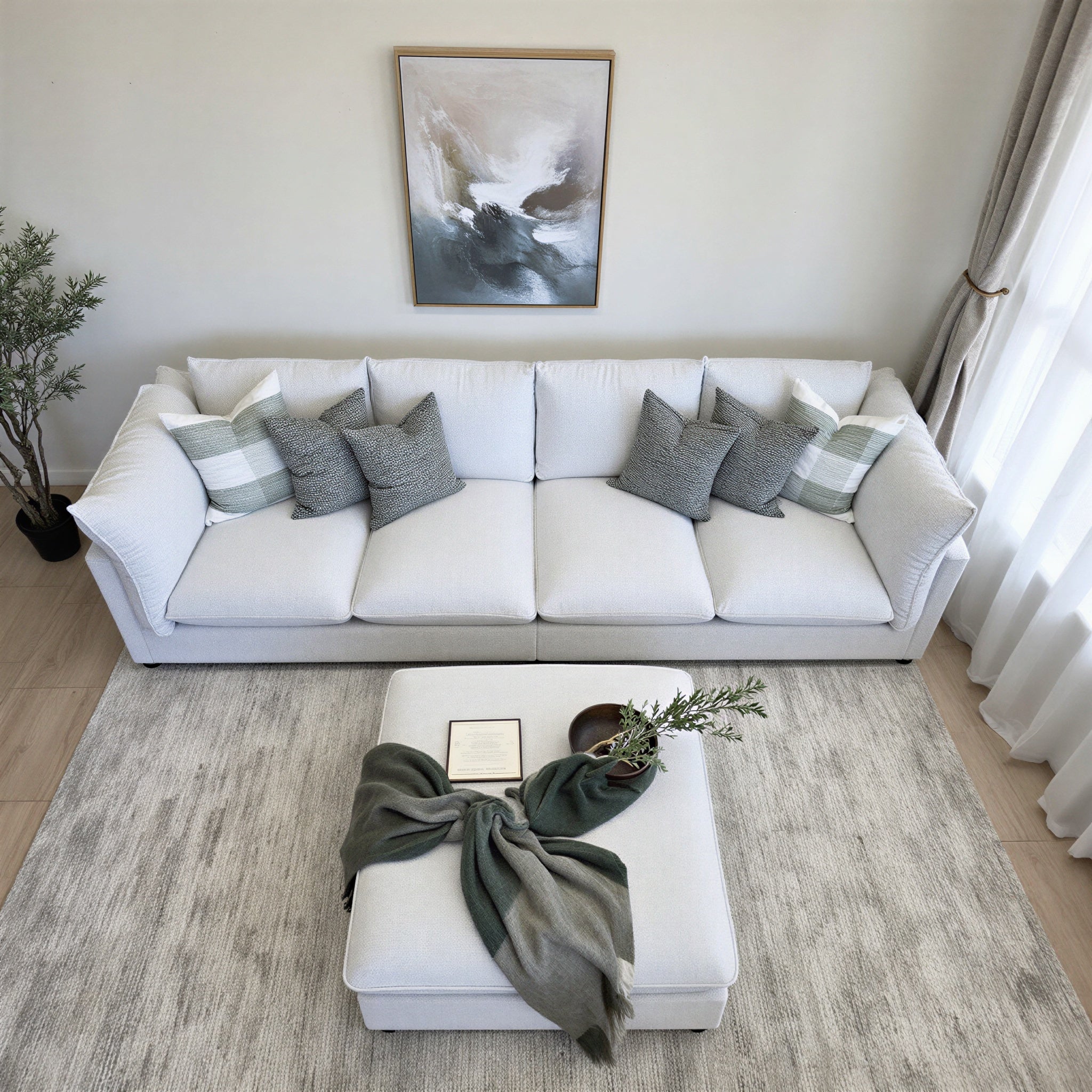 Savannah Cloud Soft Oversized 4 Seater With Ottoman In Grey