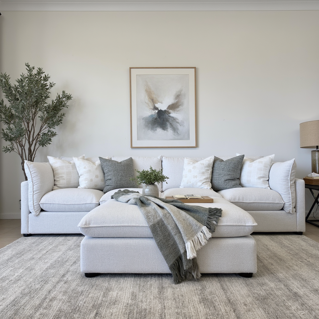 Savannah Cloud Soft Oversized 4 Seater With Ottoman In Grey