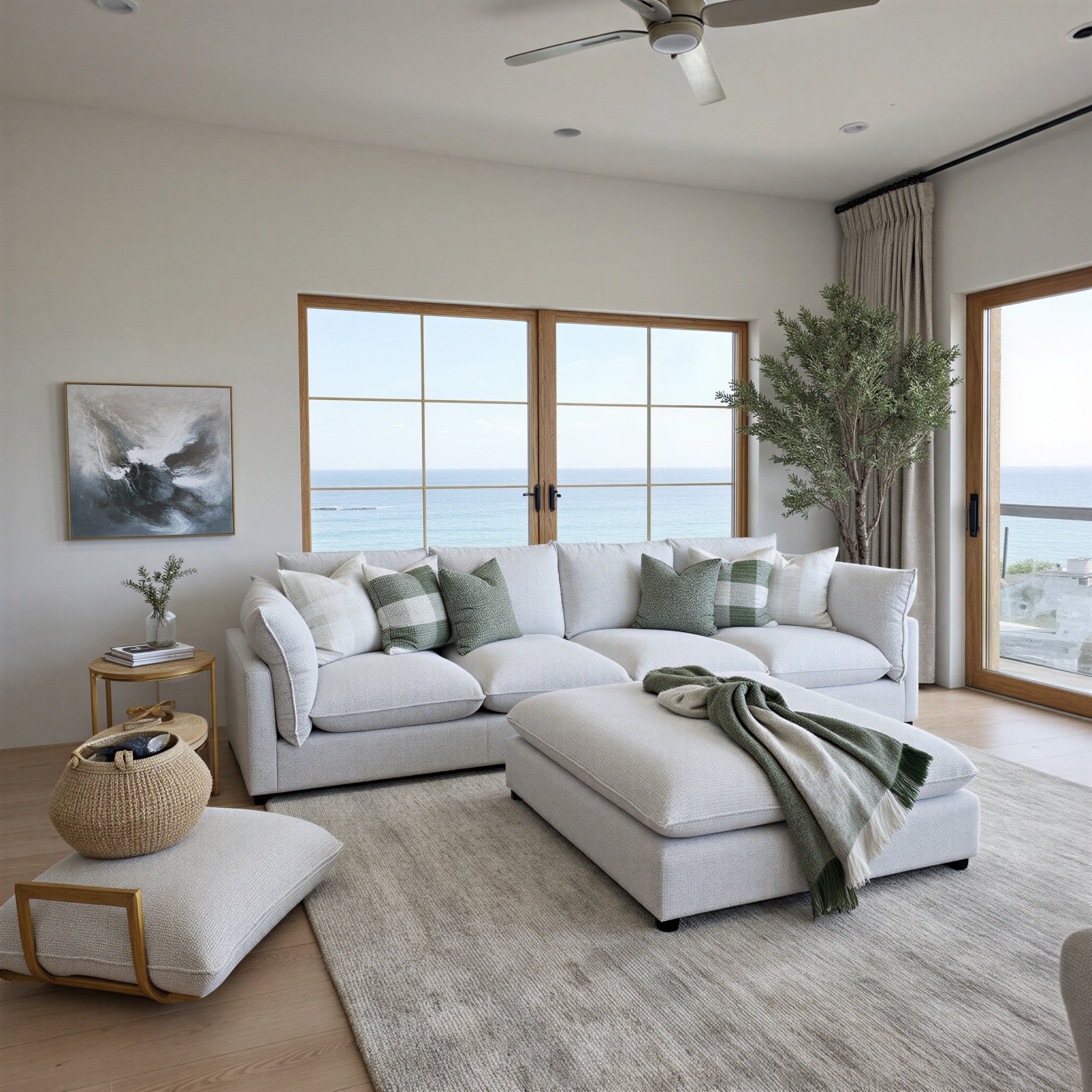 Savannah Cloud Soft Oversized 4 Seater With Ottoman In Grey