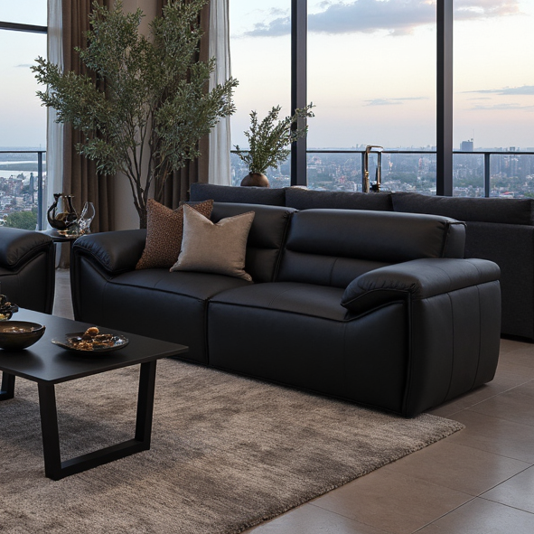 Phillipe 2 Seater In Black Leather