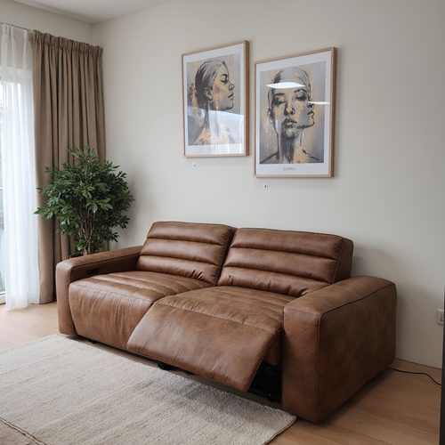 Hollywood 3 Seater With Electric Recliners In Tan