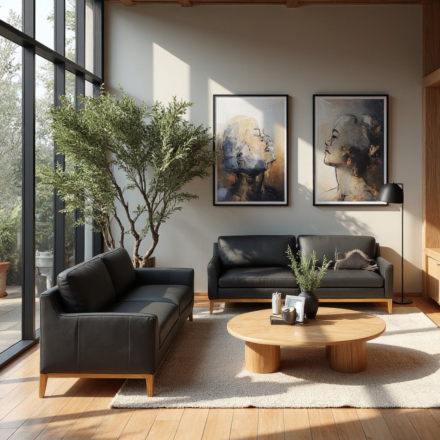 Carson 3+2 Package in Black Leather